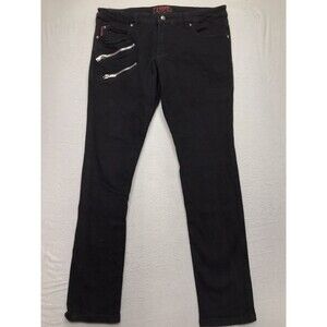 TRIPP NYC Skinny Biker Zipper Jean Men 34x30 Black Stretch Emo Goth Punk Skate